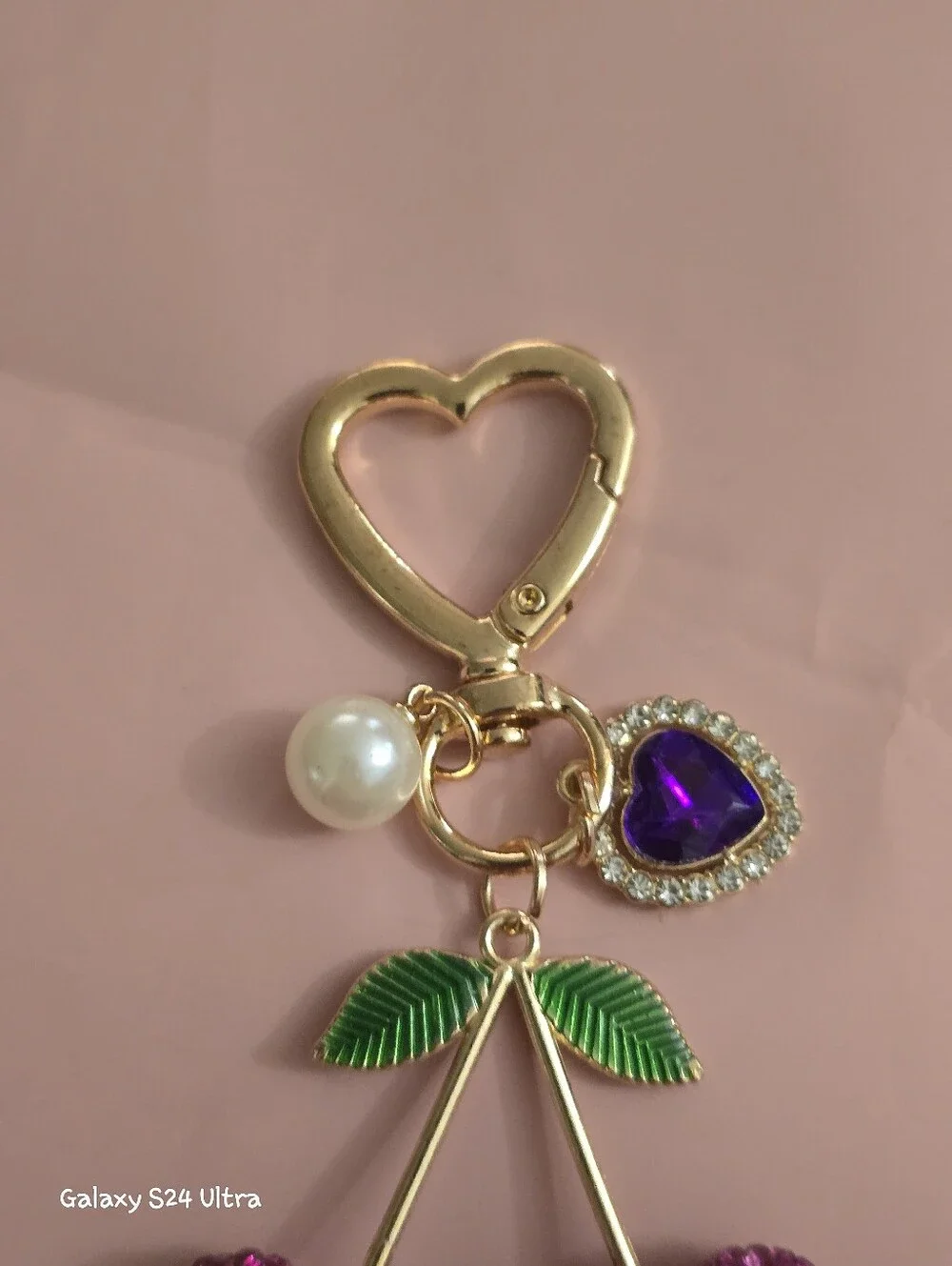 Cherry Heart Bag Charm/ Keychain NEW